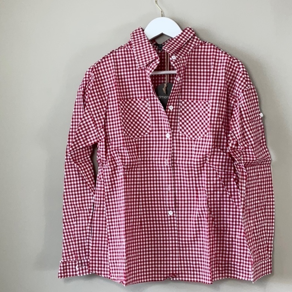 Andmerci red and white check button up
